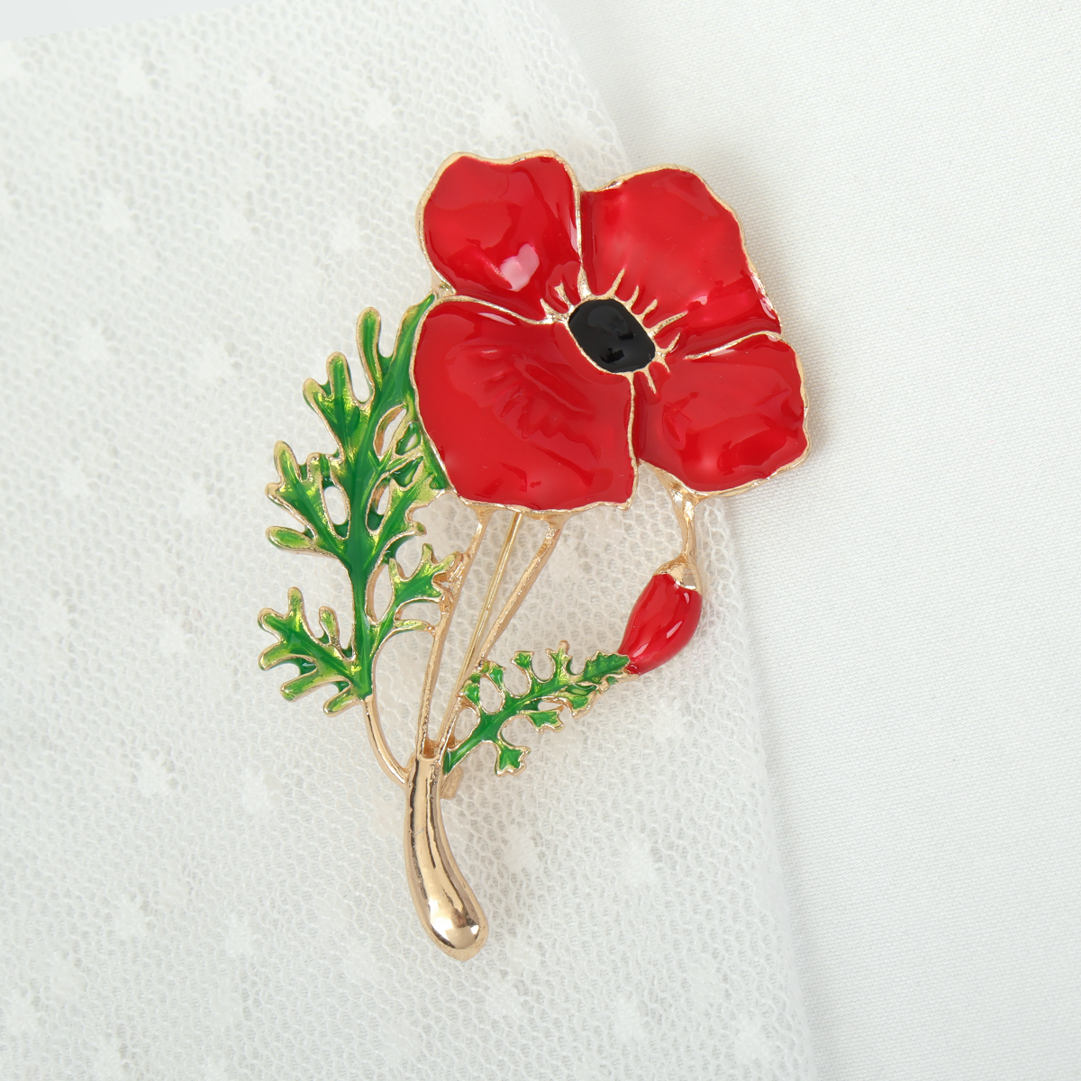 Брошь Мак красный / 4076 /уп 36/