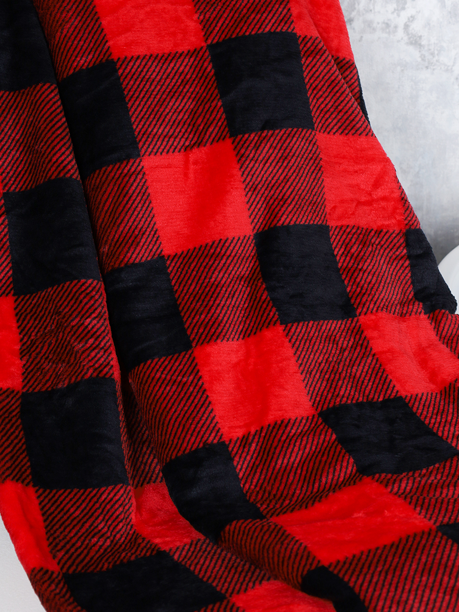 Плед флисовый 150х200 см Красный в клетку / GP611-3 /уп 20/100/ 696141 новогодний