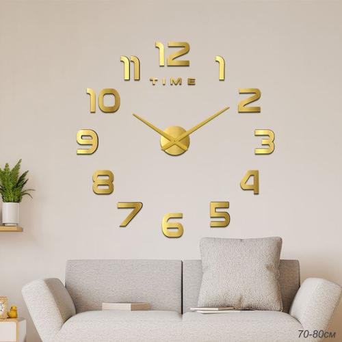 Часы настенные 3D наклейка 70-80 см / ZH00210G/2 /уп 60/ золото