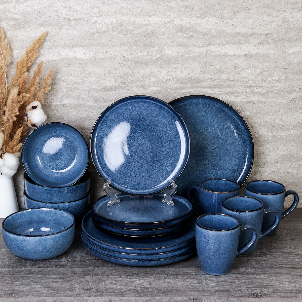 Столовый набор 16 предметов / 44201 /уп 2/ Глазурованное реактивное покрытие ДОП СКИДКА НА КОРОБ 2%