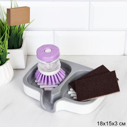 Мыльница со сливом / М2711 /уп 90/ бело-серая