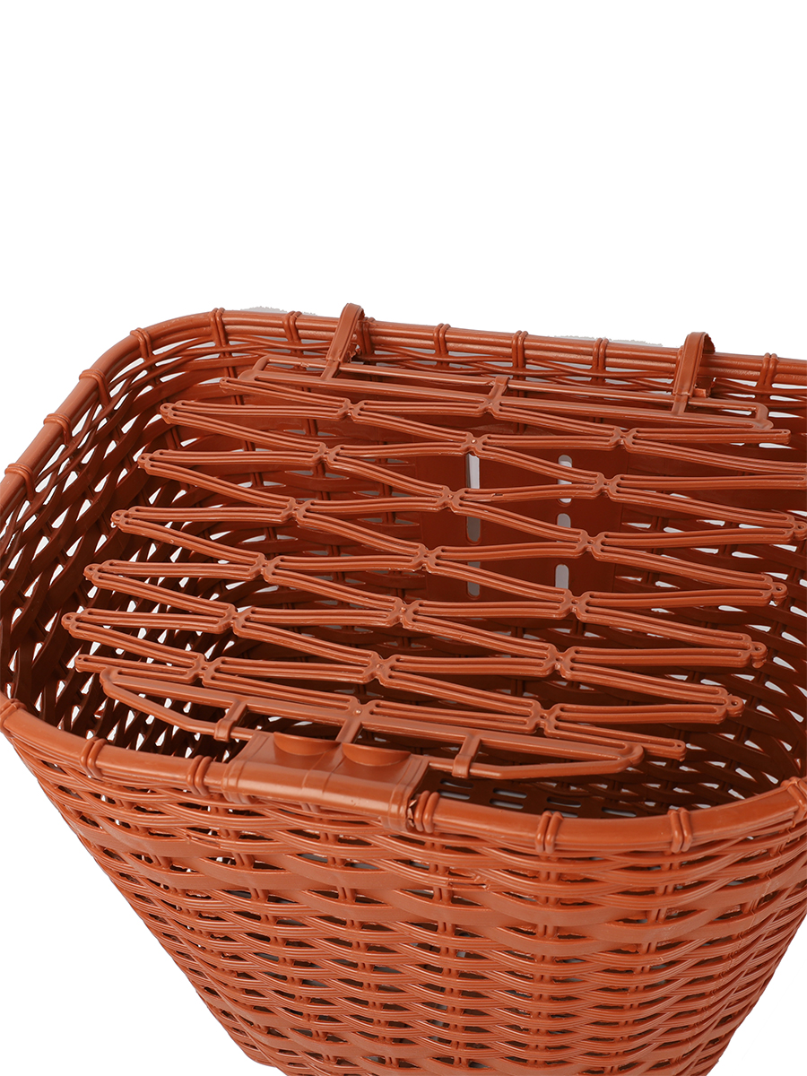 Корзина для велосипеда пластиковая с крышкой коричневая. / 1DVMI-14 / уп 30