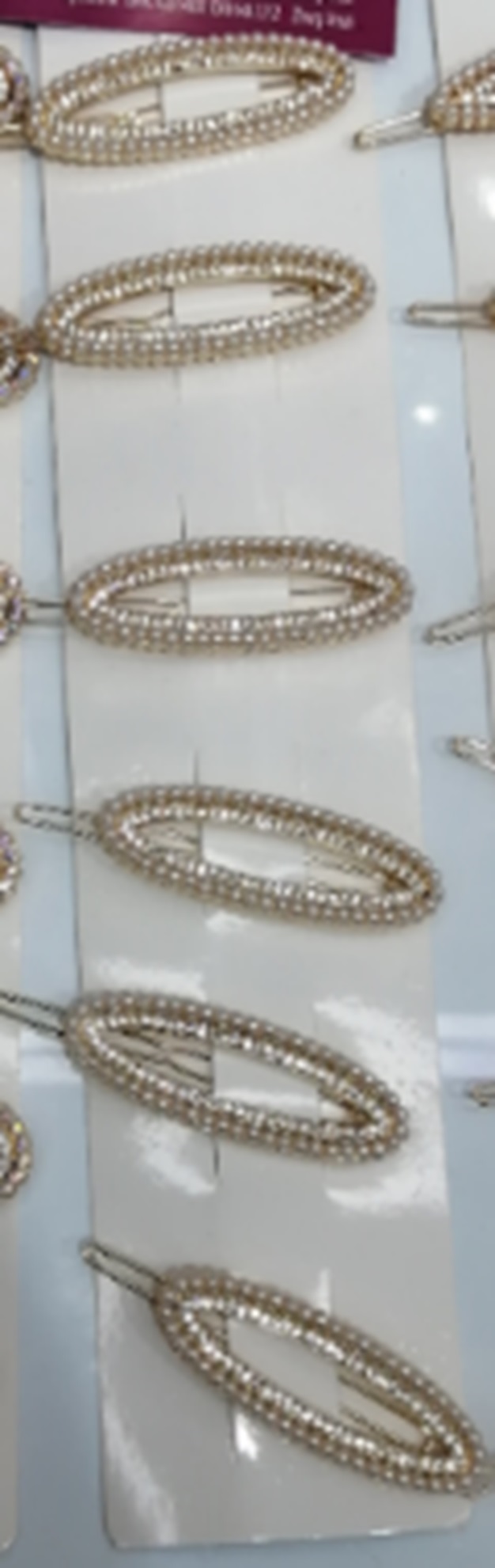 Заколка-зажим для волос 7 см / GTK-27 /уп 12/стразы/жемчуг