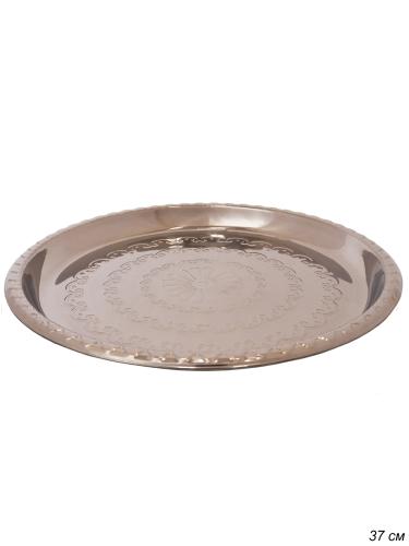 Поднос круглый 37 см металл с декором/ GT-16 /уп 90/