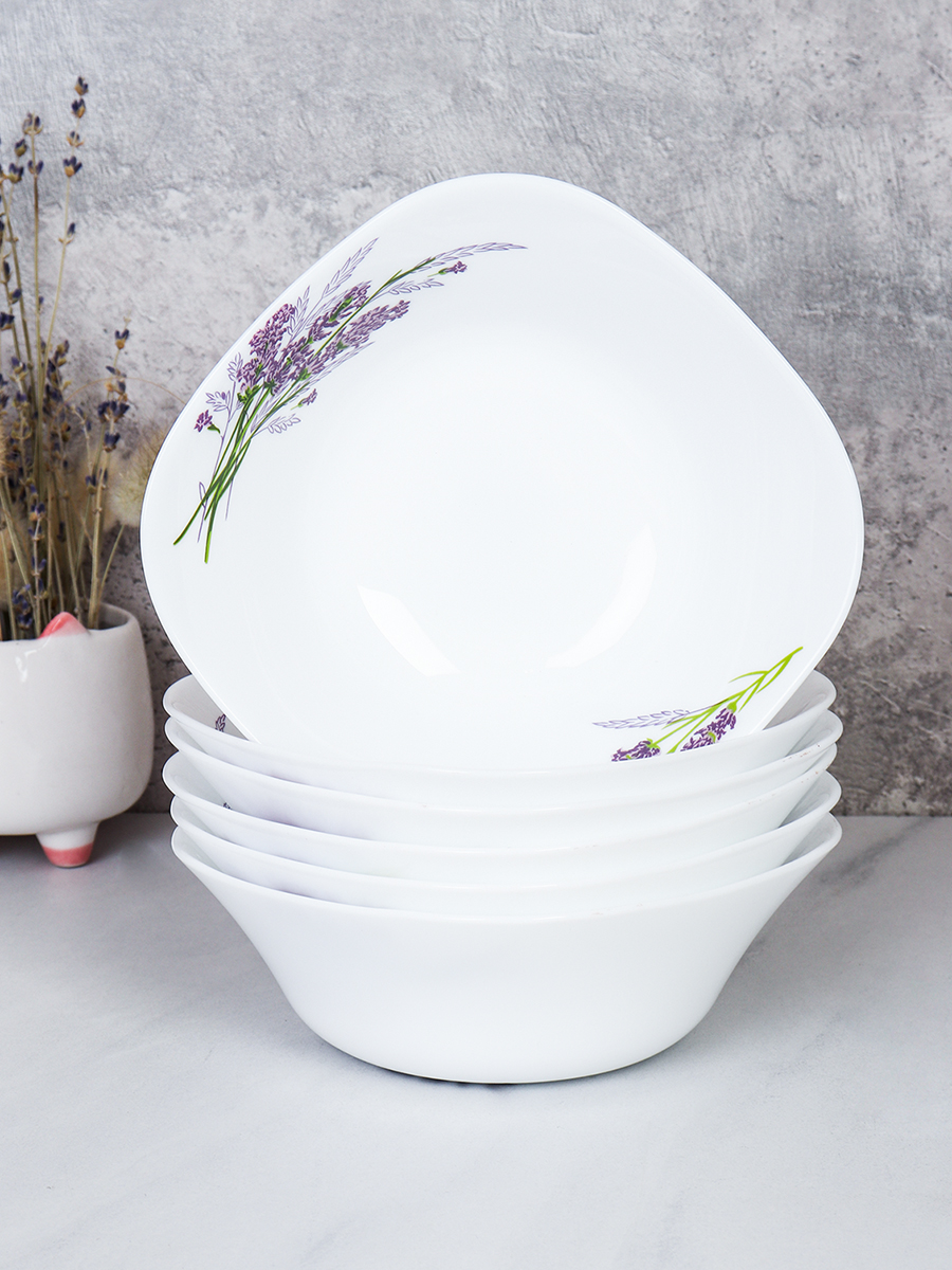 Набор суповых квадратных тарелок 6 штук 550 мл 152 мм / FSW-65XN (7131-3) /уп 10/ Букет лаванды/717719