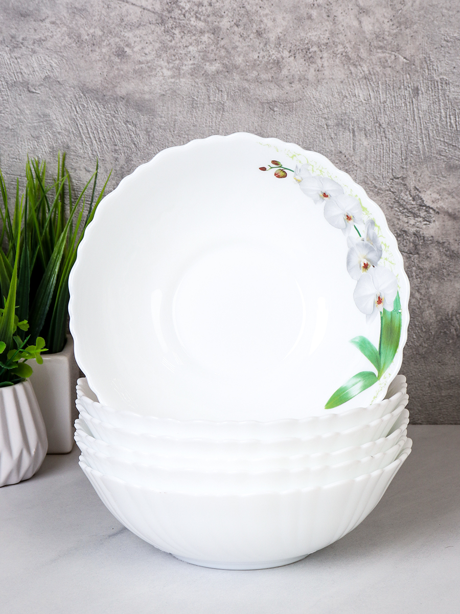 Набор суповых тарелок 6 штук 480 мл 152 мм / O302006CE BB408-1 /уп 6/ Белая орхидея/731891