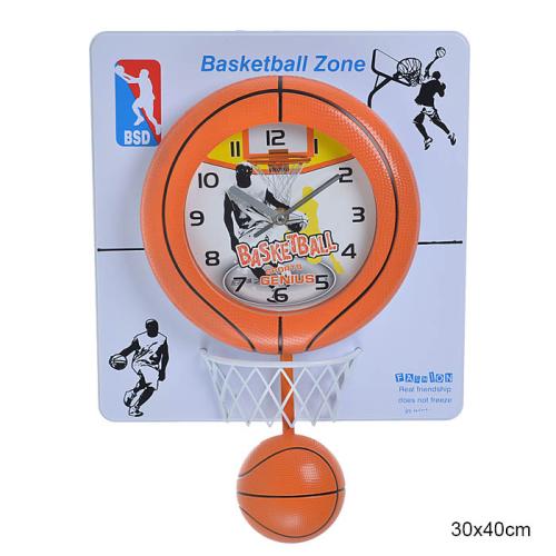 Часы настенные с маятником Баскетбол 30x40 см / 7337 /уп 24/ оранжевые 