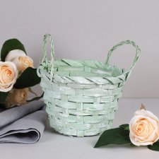 Корзина плетеная 12х9 с ручками ЗЕЛЕНАЯ / 587-113-Б /уп 600/679317