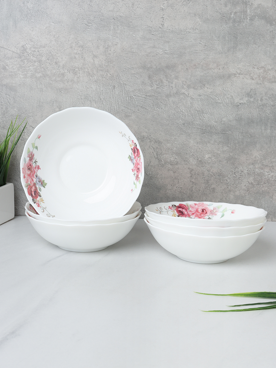 Набор суповых тарелок 6 штук 450 мл 152 мм / HW60 (2024) /уп 12/ Розовая композиция