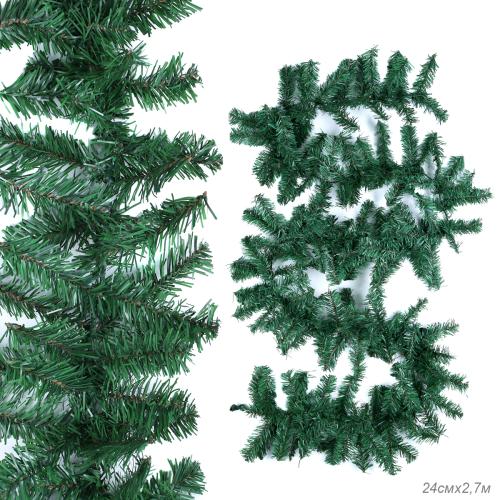 Гирлянда из елочных веток искусственная 270 см 180 веток 24 см ширина / WA-180 /уп 40/Новый год 