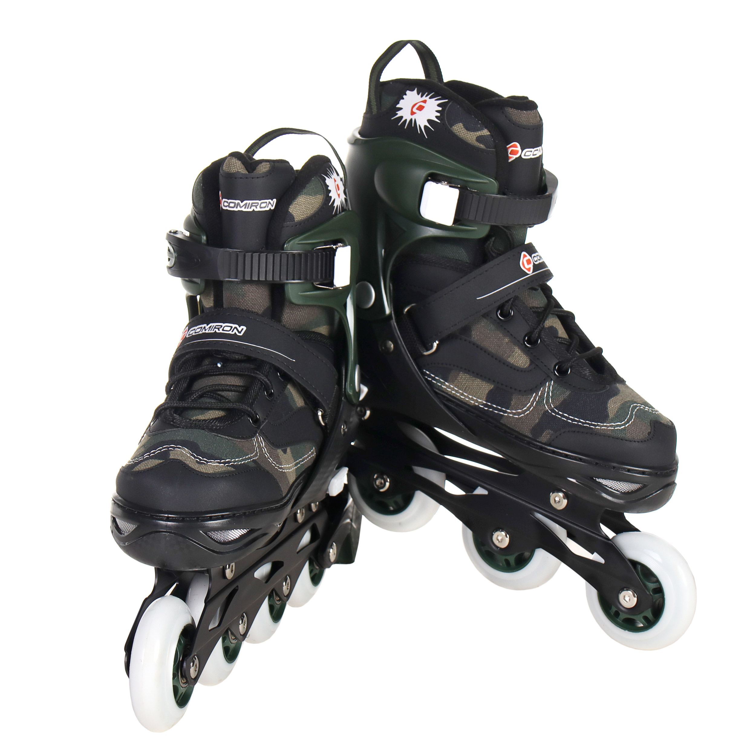 Роликовые коньки раздвижные COMIRON / L / PU колеса /уп 6/ (39-42) хакки