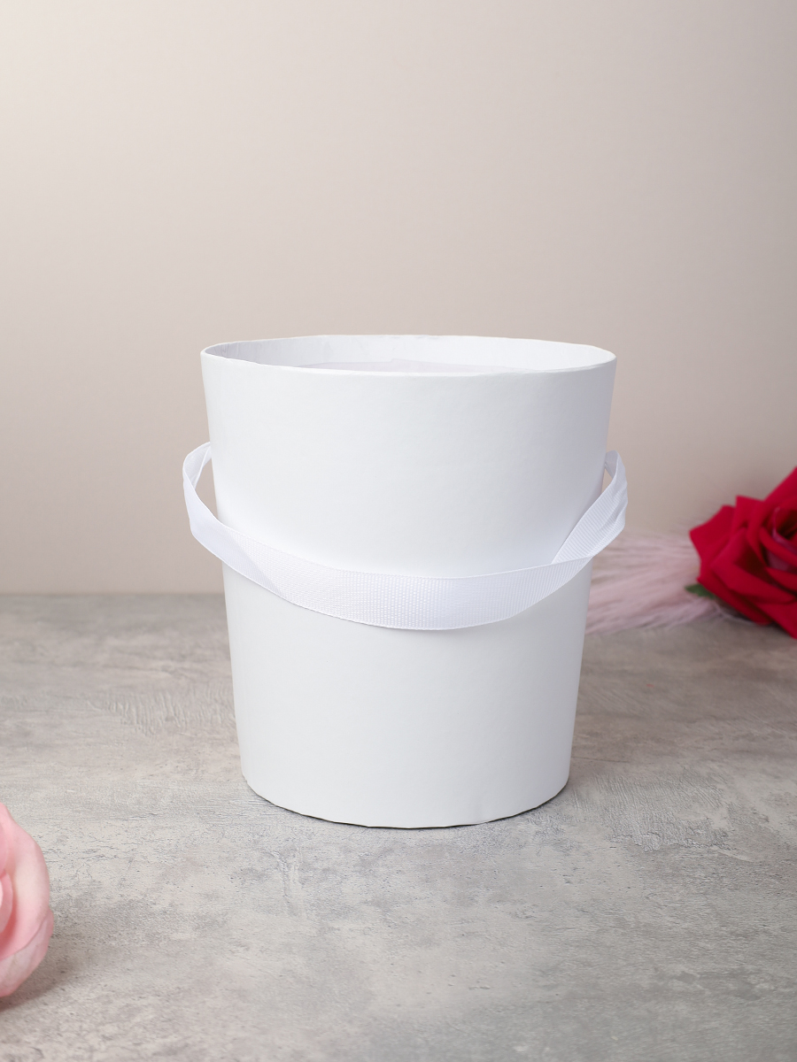 Коробка для цветов 14х15 см / 527-6W /уп 300/белая