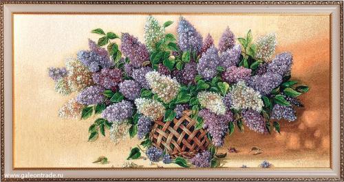 Картина гобелен 40х80 Сирень M019 / 10036-17/ ,золото