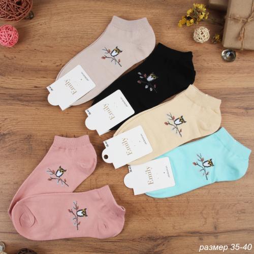 Носки р. 35-40 Птичка короткие / L803 /уп 10/500/1200/ ОДНА ПАРА/ МАРКА