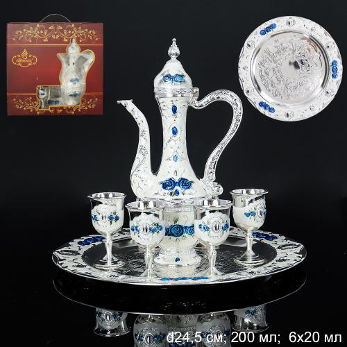 Коньячный набор /200/20 мл/ Серебро/ 203-5-серебро /уп 20/ Плоский поднос