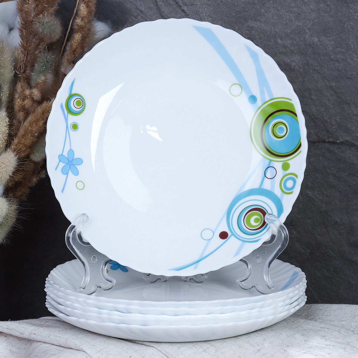 Набор тарелок 6 штук 190 мм / LHP-75XN (6994) /уп 12/ Абстракция бирюза