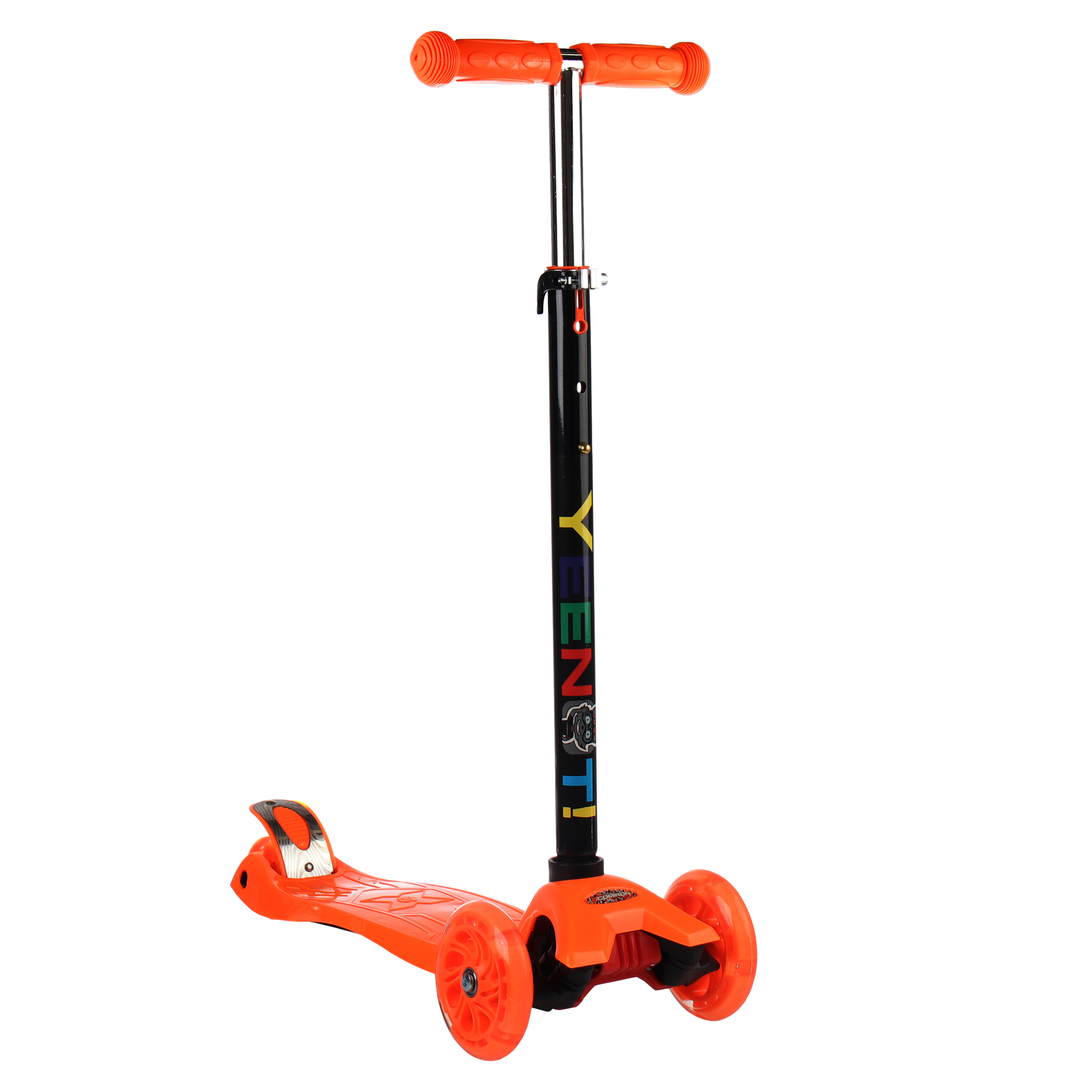 Самокат трехколесный от 3-х лет Yeenot Kids GT4108, до 50кг, вес 2.3кг, свет. колёса PU 116мм ABEC7, оранжевый, БК/уп10/ АКЦИЯ!