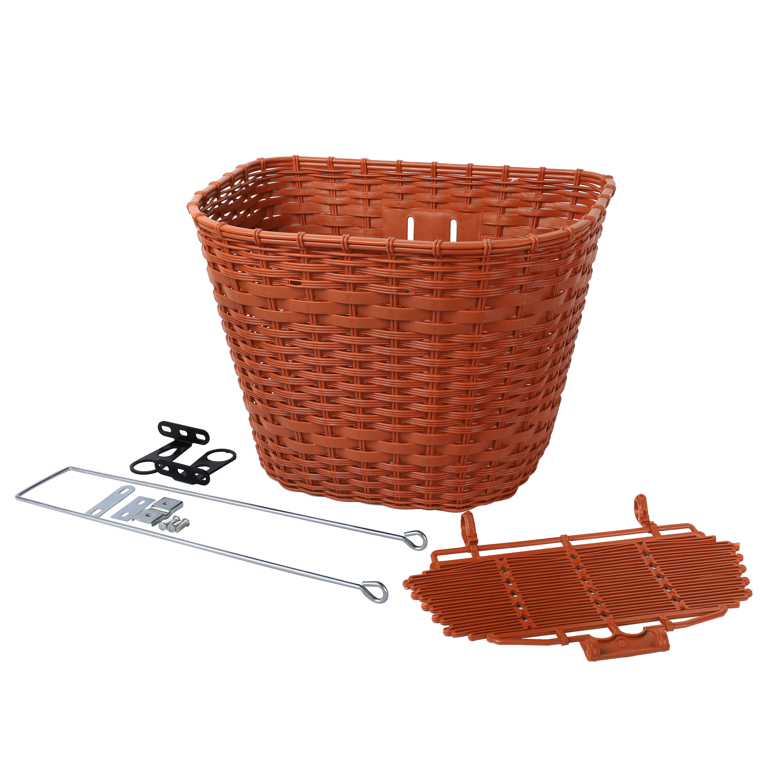 Корзина для велосипеда пластиковая с крышкой коричневая. / 1DVMI-14 / уп 30