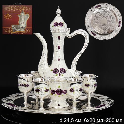 Коньячный набор /200/20 мл/ Серебро/ 204-6-серебро /уп 20/ Плоский поднос