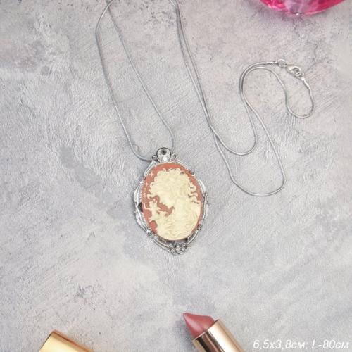 Подвеска-кулон на цепочке 80 см Дама / 51/15/85 /уп 12/серебро