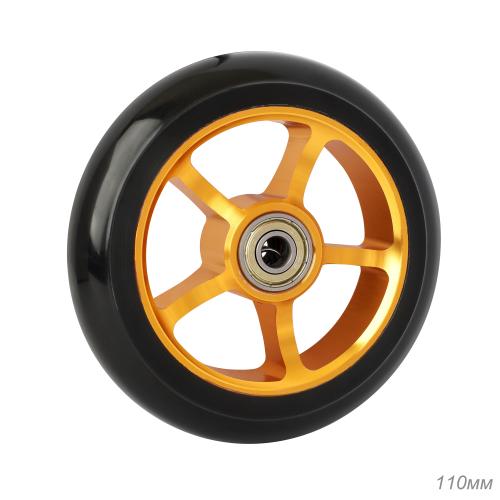 Колесо PU для трюкового самоката, обод алюминевый 110 мм с подшипниками ABEC-9. / уп 100 / золото