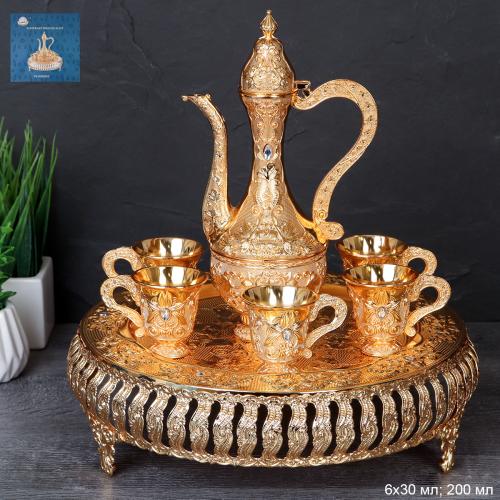 Коньячный набор /200/30мл/ Золото/ 232-7-золото-750 /уп 16/ Высокий поднос