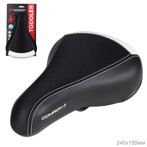 Седло велосипедное детское COMIRON TODDLER N950 240x155, Технологии: ED, Верх: PU, Цвет: Чёрный+Белый /уп 40/