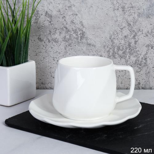 Чайная пара 2 предмета 220 мл ПАРА GH03-220 ПАРА /уп 6/48/ костяной фарфор 