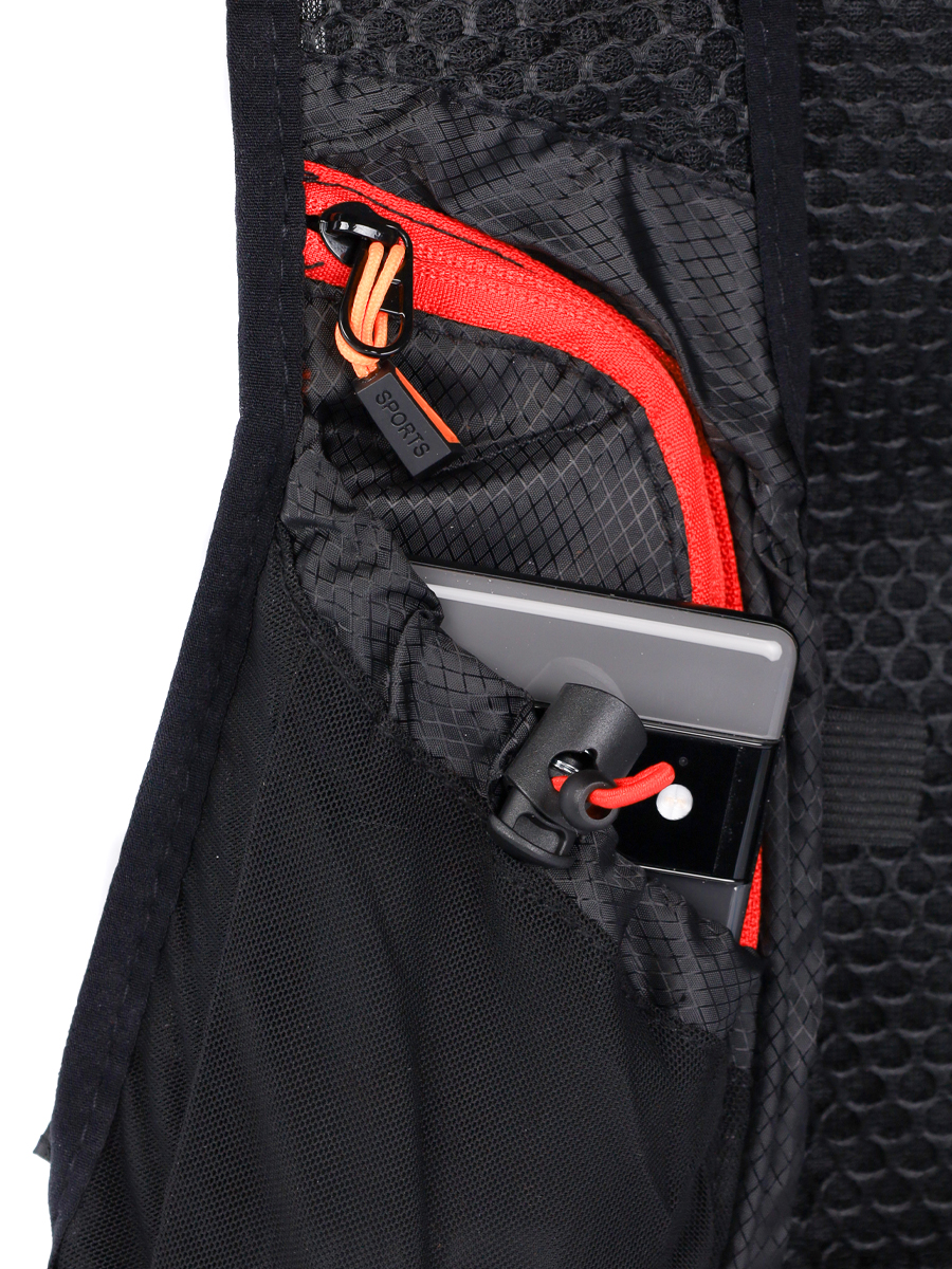 Рюкзак с диспенсером спортивный COMIRON PATAGONIA отсек для воды на молнии, карман для бутылки. Гидратор. Черный-красный /уп 30/