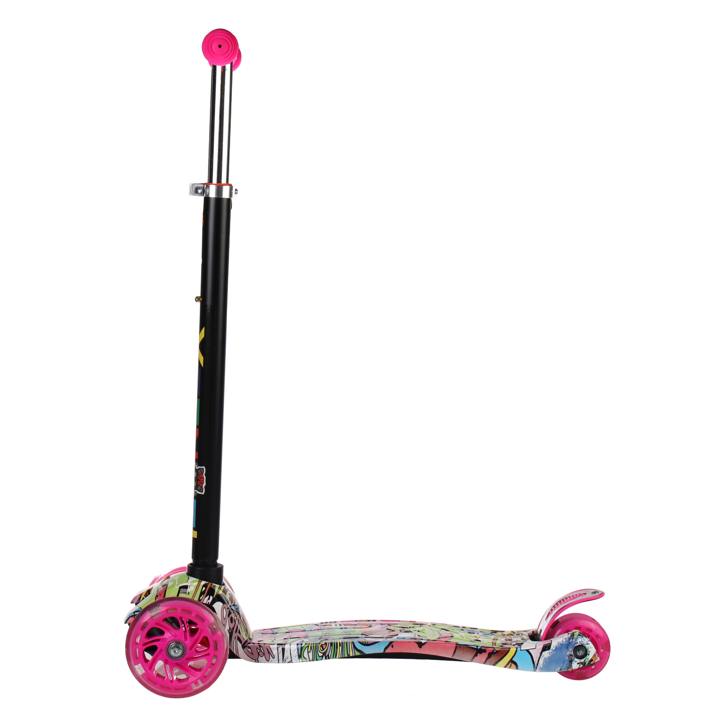 Самокат трехколесный для детей от 3-х лет Yeenot GT4108P15, нагрузка до 50кг, вес 2.3кг, светящиеся колёса PU116мм, цвет граффити Glamour  БК/уп10