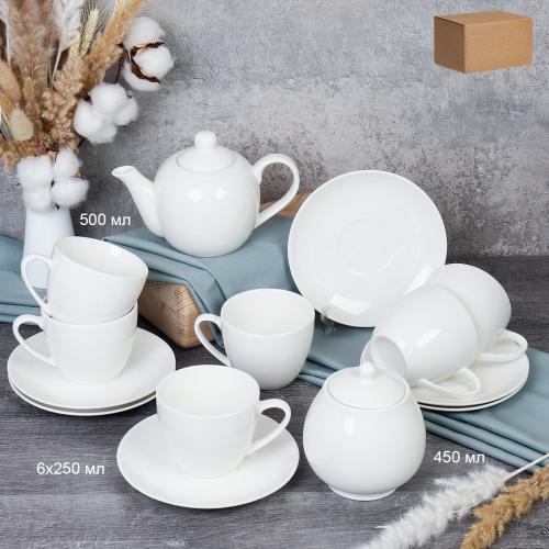 Чайный набор 14 предметов 250 мл Белый / YF8005 /уп 8/ Костяной Акция