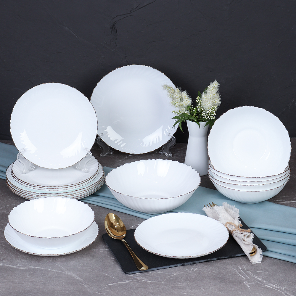 Столовый набор 19 предметов ЗОЛОТО Классика 19 758578 (БЕЛЫЙ С ЗОЛОТОМ) (уп 2) Цв к