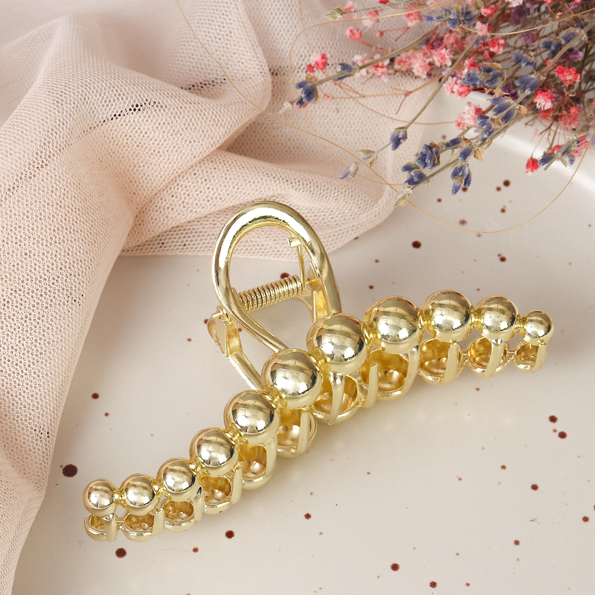 Заколка-краб для волос 11 см / XY2415-25 /уп 20/80/металл/золото