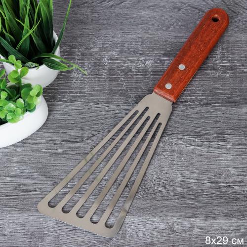 Лопатка с прорезями 29 см металл с деревянной ручкой / LP-670 /уп 300/