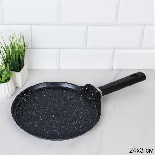Сковорода блинная 24 см антиприг гранит покрытие/ индукция / RSD-64 /уп 24/ 0,600/ ручка бакелит