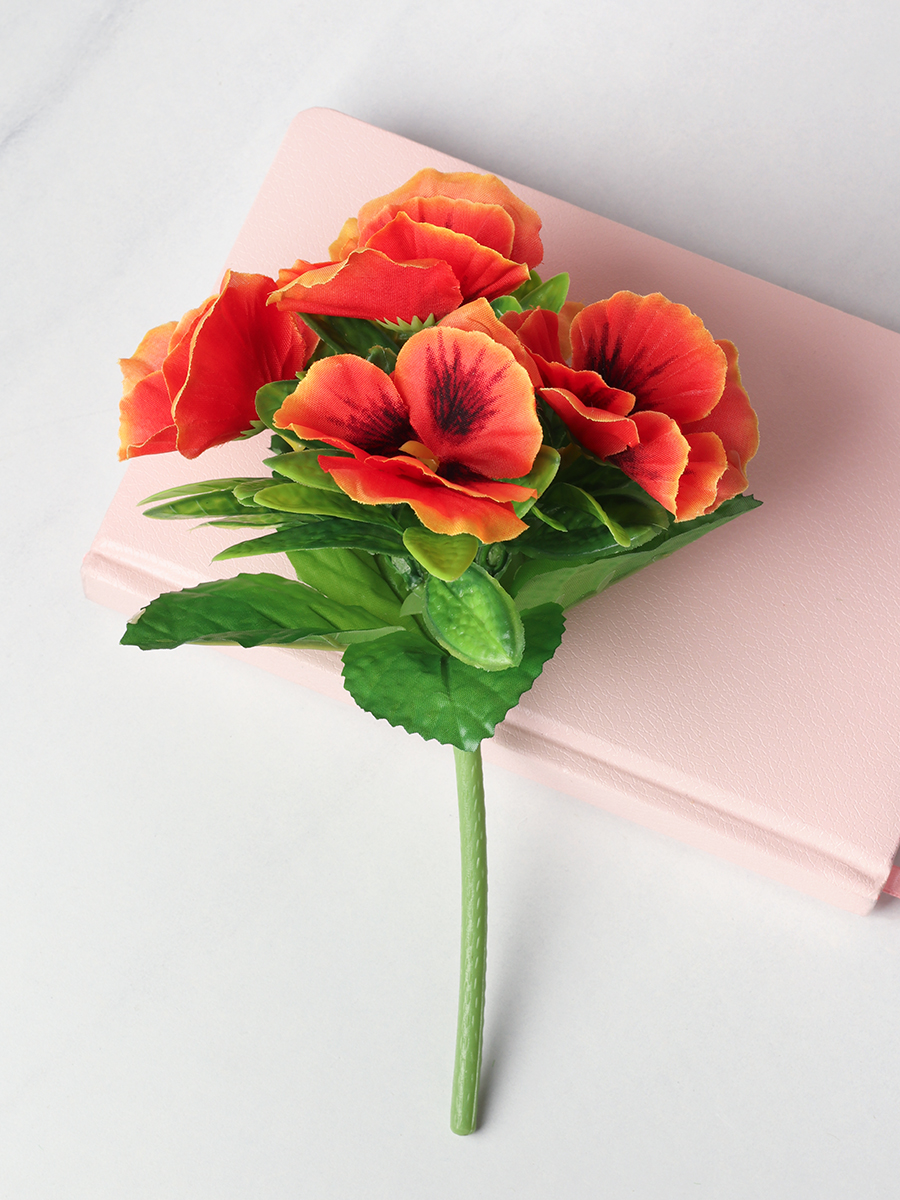 Цветок искусственный ОРАНЖЕВЫЙ Фиалка 23 см / W01316-16 /уп 12/300/600/ 738969