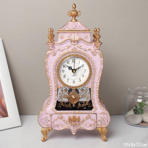 Часы настольные 28 см розовые / 63317H /уп 18/ музыкальные