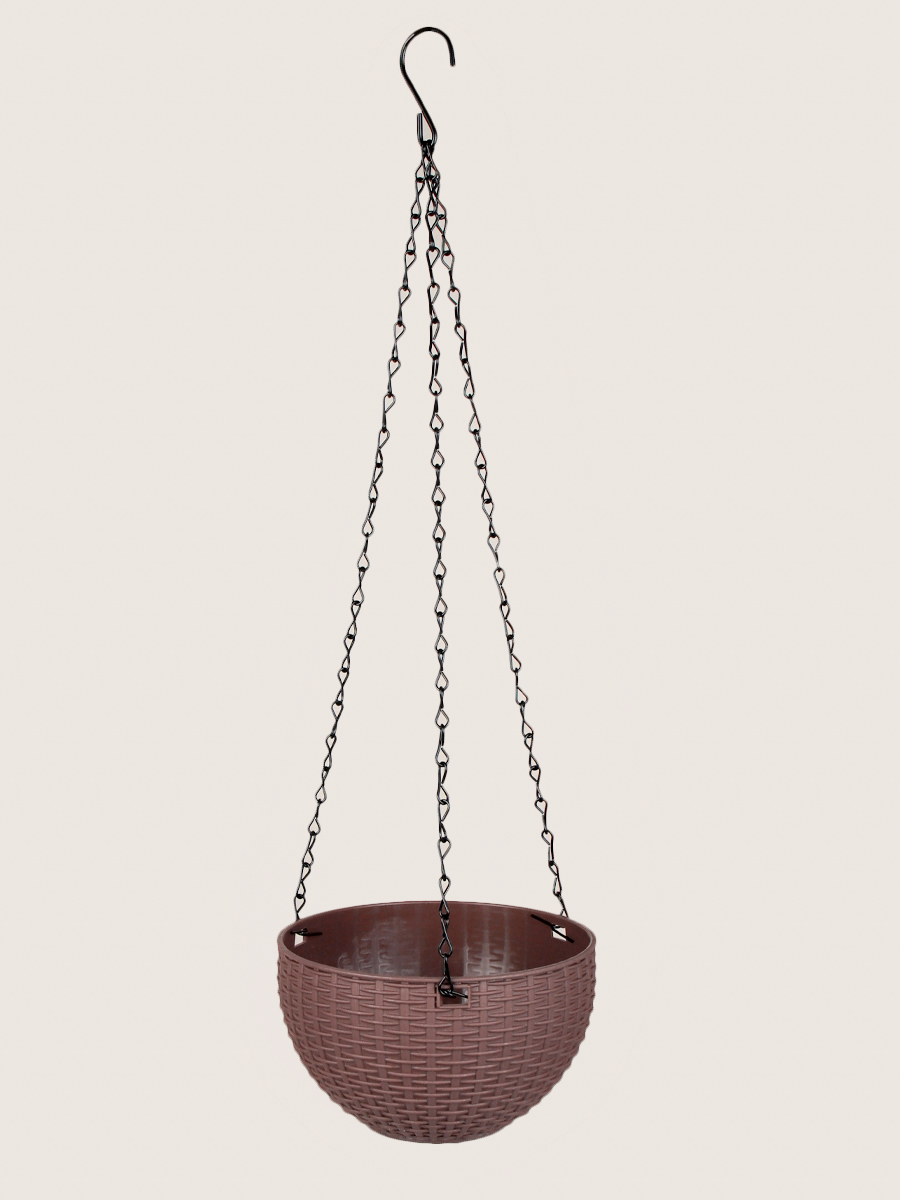 Кашпо подвесное пластик 16х11 см КОРИЧНЕВЫЙ 1,2 литра / P7207 /уп 160/753929     