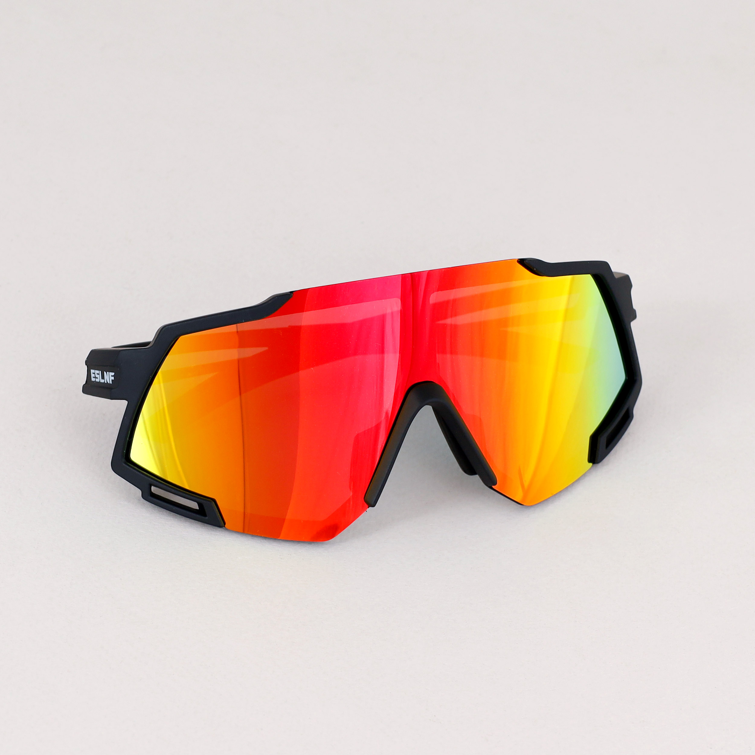 Очки спортивные солнцезащитные ESLNF. ударопрочные. Линза: HD POLARIZED-Зеркальная. Silicone переносица и боковые душки. Черный-Оранжевый /уп 50/