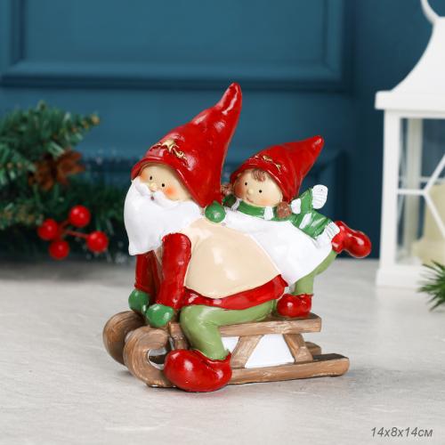 Фигурка Дед мороз на санях 14х8 см / SD115 /уп 48/Новый год