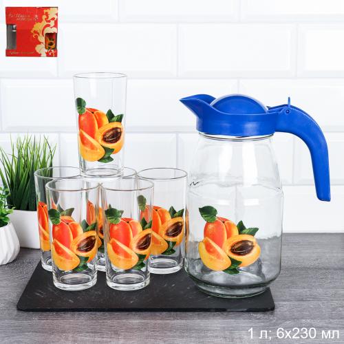 Набор питьевой 7 предметов Фрукты / 1607 /уп /кувшин 1,5 л и 6 стаканов