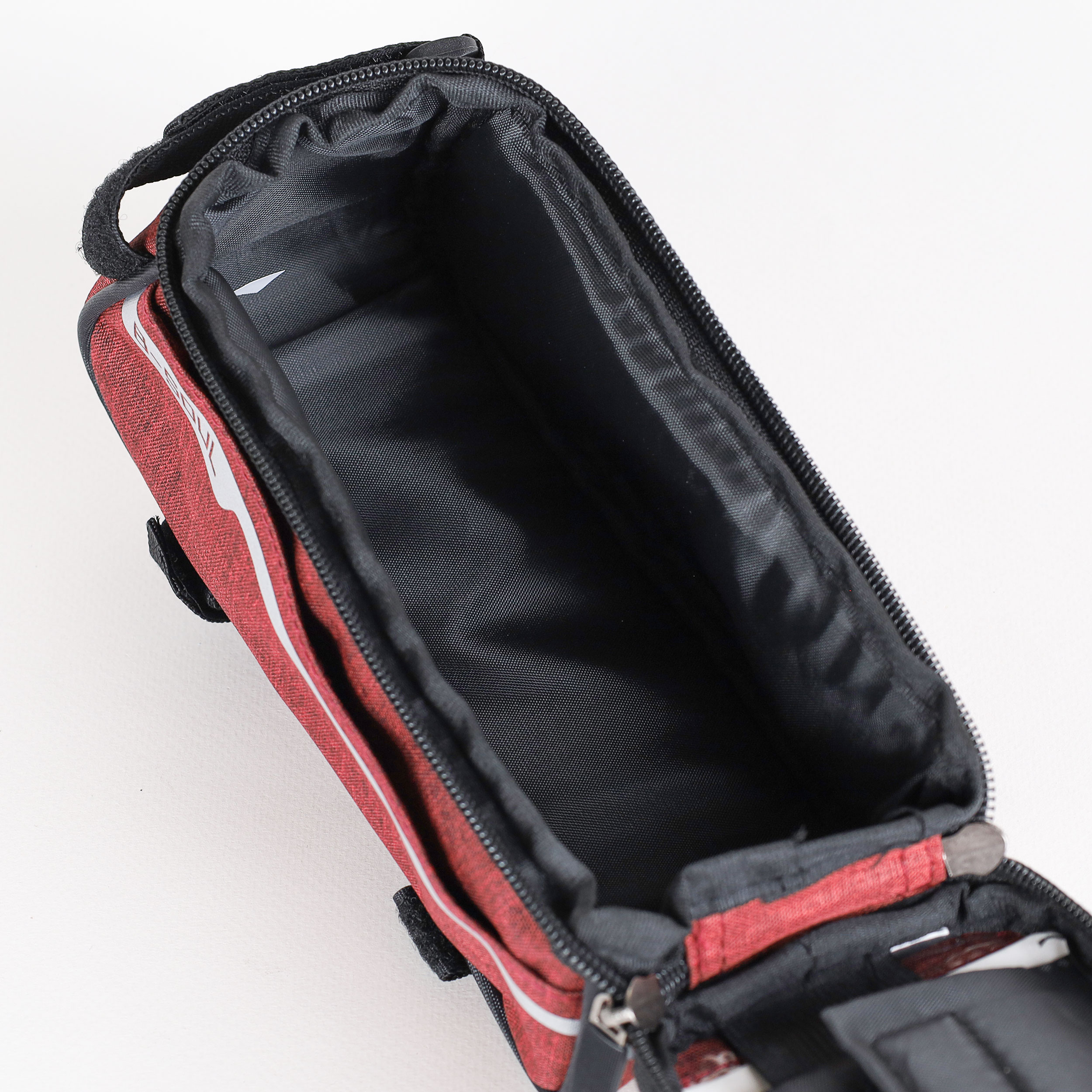 Сумка велосипедная на раму BICYCLE SOUL, с отделением для смартфона 6.0", основной отсек на молнии, бордовая, 21x10.5x9см. /уп 50/