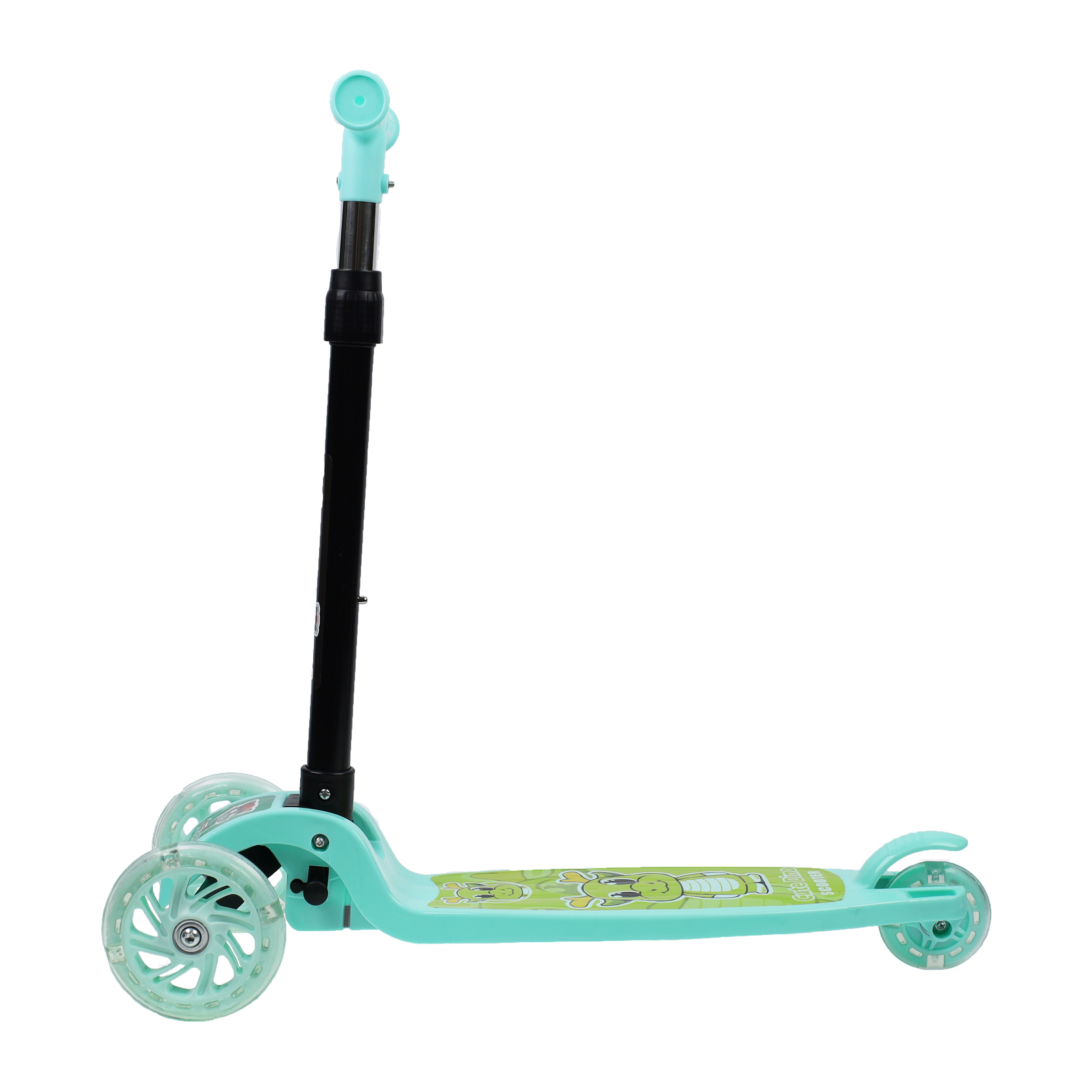 Самокат трехколесный облегчённый для детей от 3-х лет Yeenot GT105-2, нагрузка до 25кг, вес 1,2кг, светящиеся колёса 110мм, цвет зелёный Дино БК/уп13