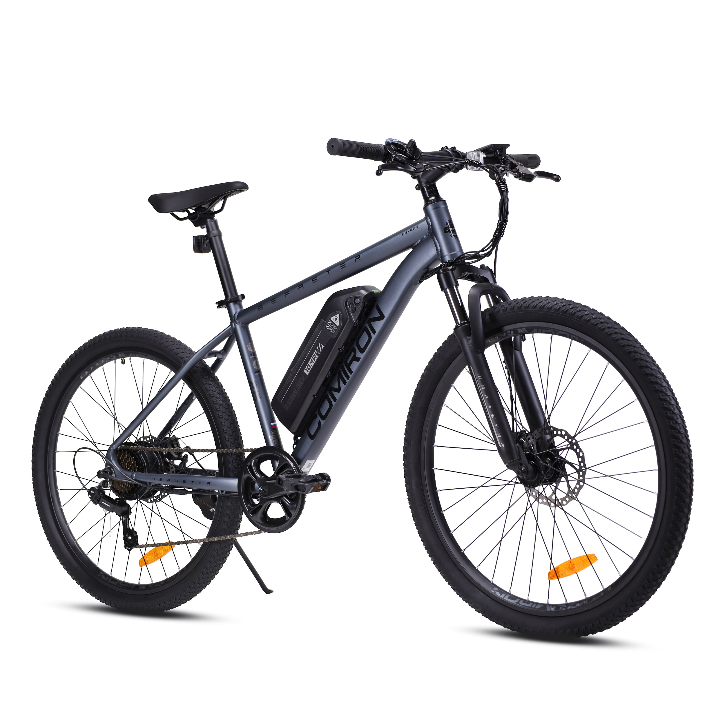 Электровелосипед 26" рама 17" COMIRON BeFASTER 7SP SHIMANO 250W 36V/10.4AH чёрный
