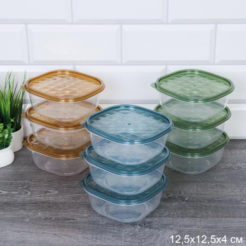 Контейнер квадратный 3 штуки 500 мл / P8 /уп 126/12,5x4 см