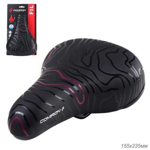 Седло велосипедное детское COMIRON FIL N964P 235x155, Технологии: ED, Верх: PU принтованный, Цвет: Чёрный+Розовый/уп 40/