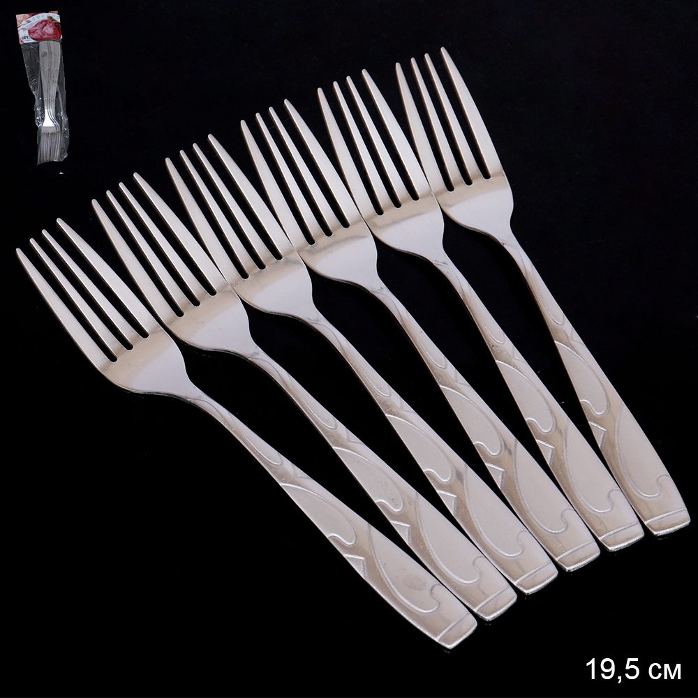 Вилка столовая 6 штук Серебро Гефест Глянец / S-964 /уп 100/ 0,30/