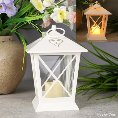 Светильник фонарь настольный Новогодний 17 см новогодний / YR03-11/уп 6/72/белый от батареек