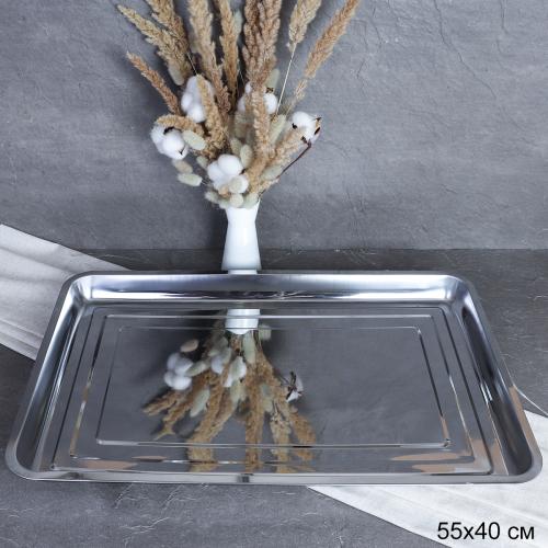 Поднос прямоугольный 60х40 см металл /h=4 / 55-601 /уп 70/ 0.666