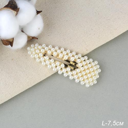 Заколка-зажим для волос Тик-Так 7,5 см / 2125-1 /уп 12/жемчуг